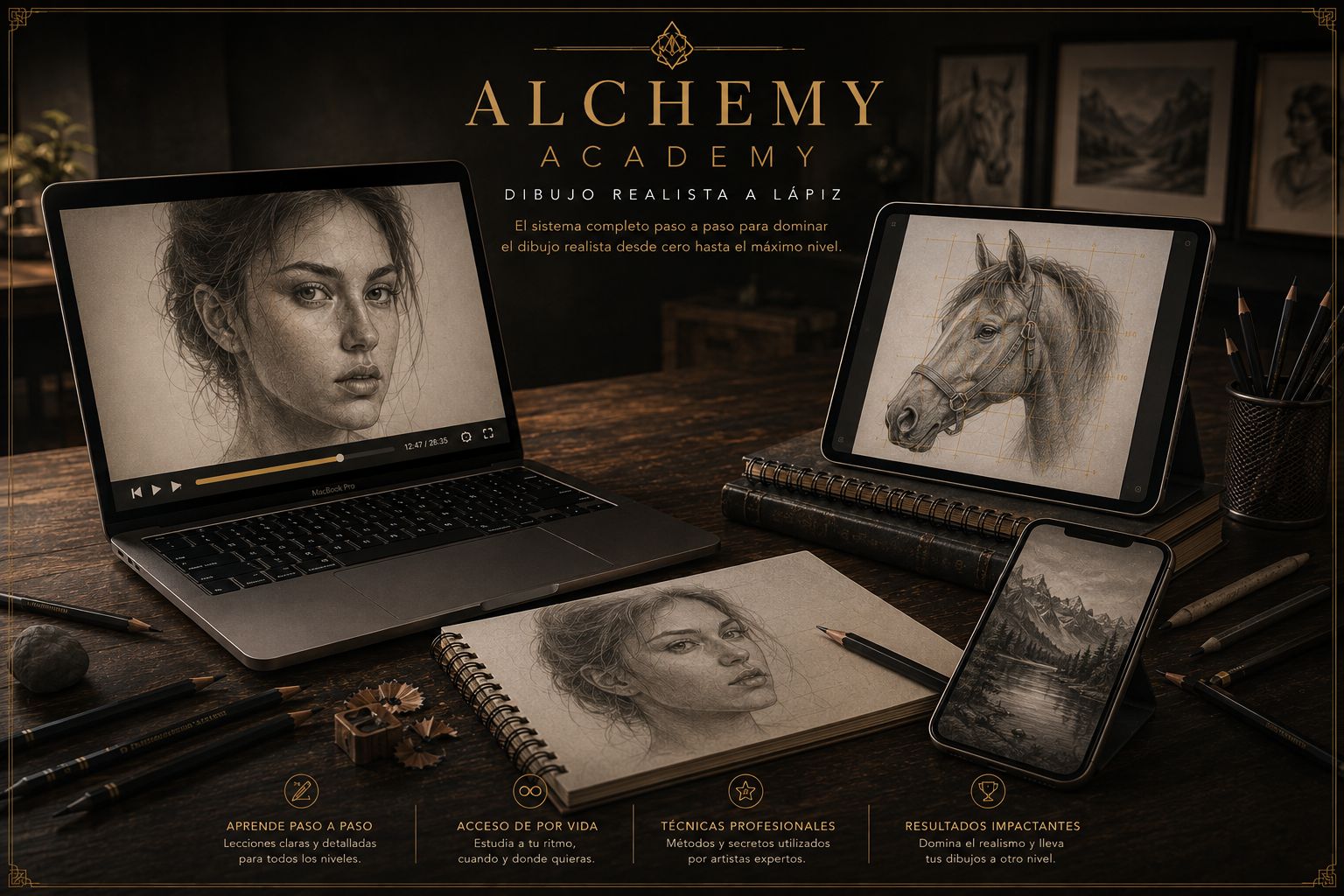Alchemy Academy en computadora, tablet y celular